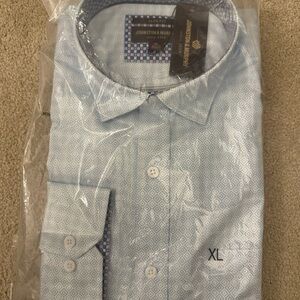 Johnston & Murphy Diamond Print  Blue Slim Fit Dress Shirt Size XL. Brand new!!